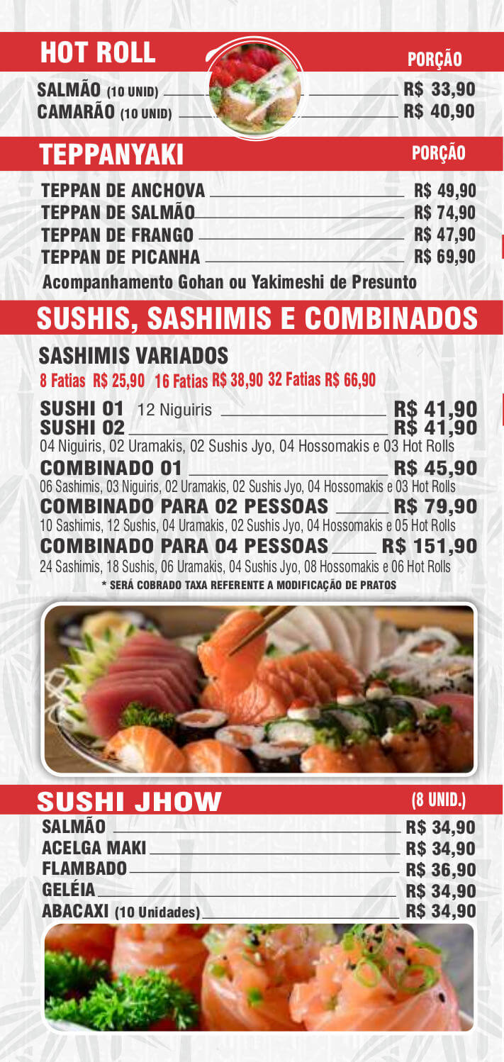 Cardápio Sushi Itaquera